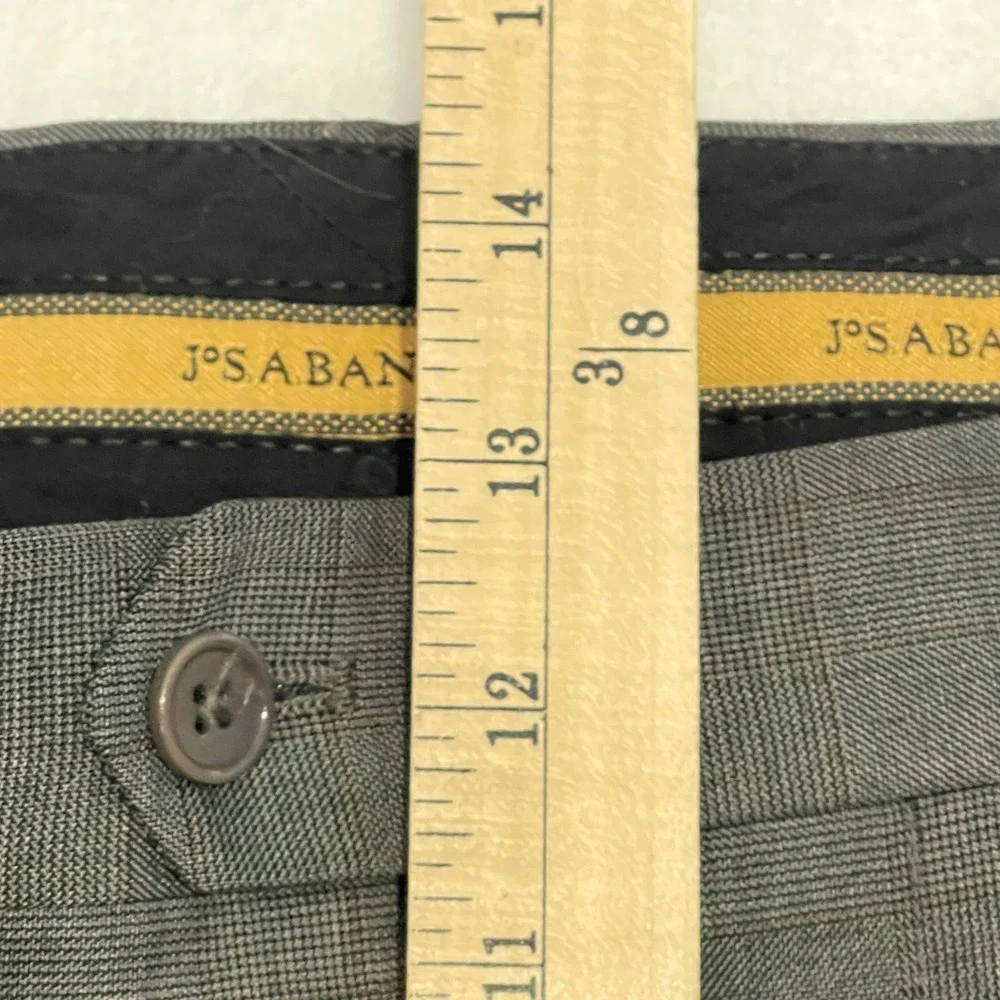 Jos A Bank Mens Wool Dress‎ Pants Charcoal Grey Pleated Classic Fit 37x32 Office